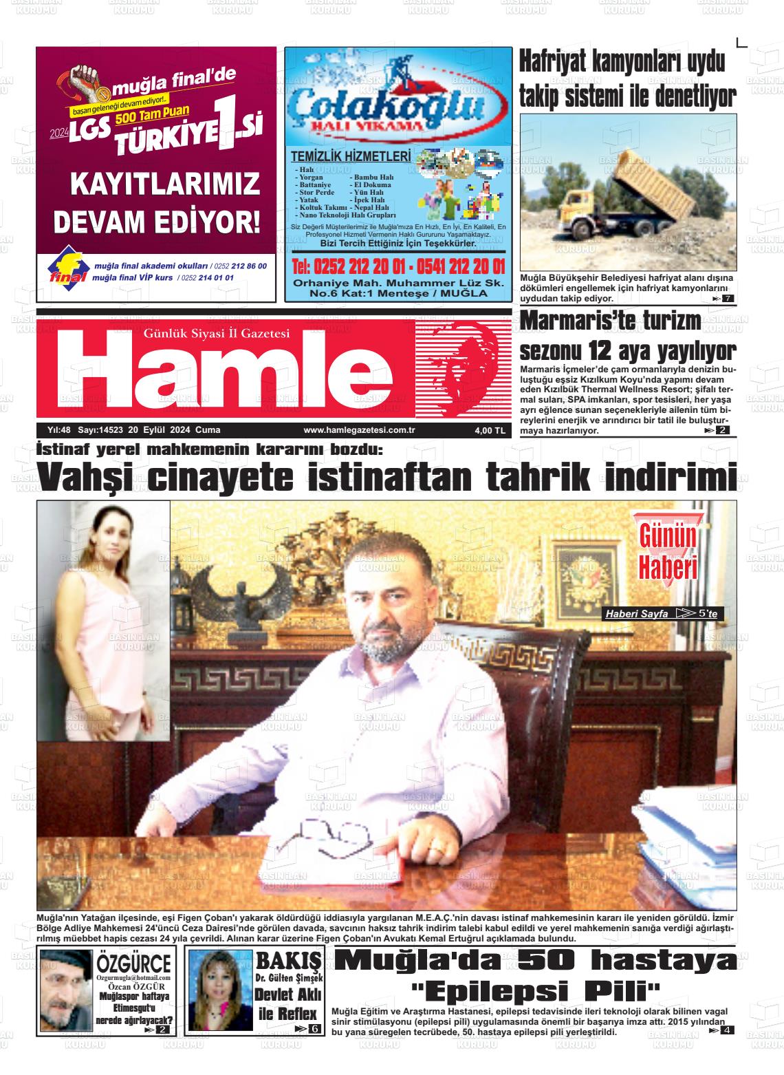 20 Eylül 2024 Hamle Gazete Manşeti