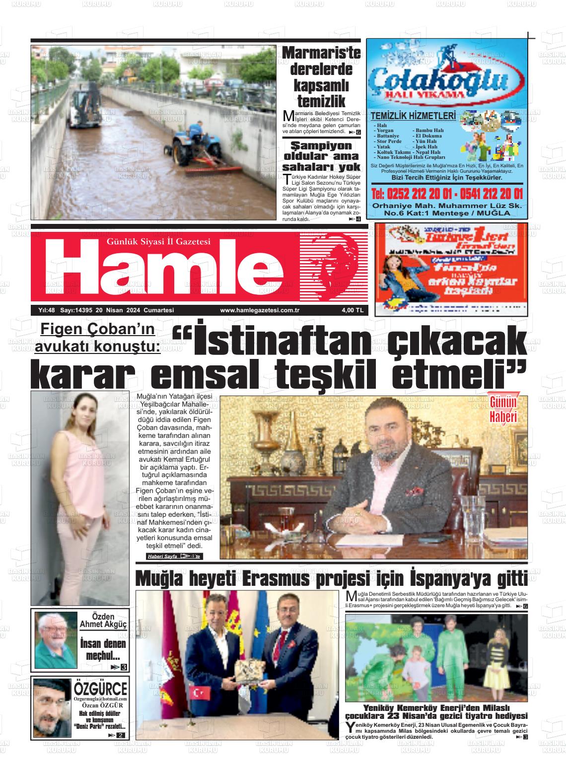 20 Nisan 2024 Hamle Gazete Manşeti