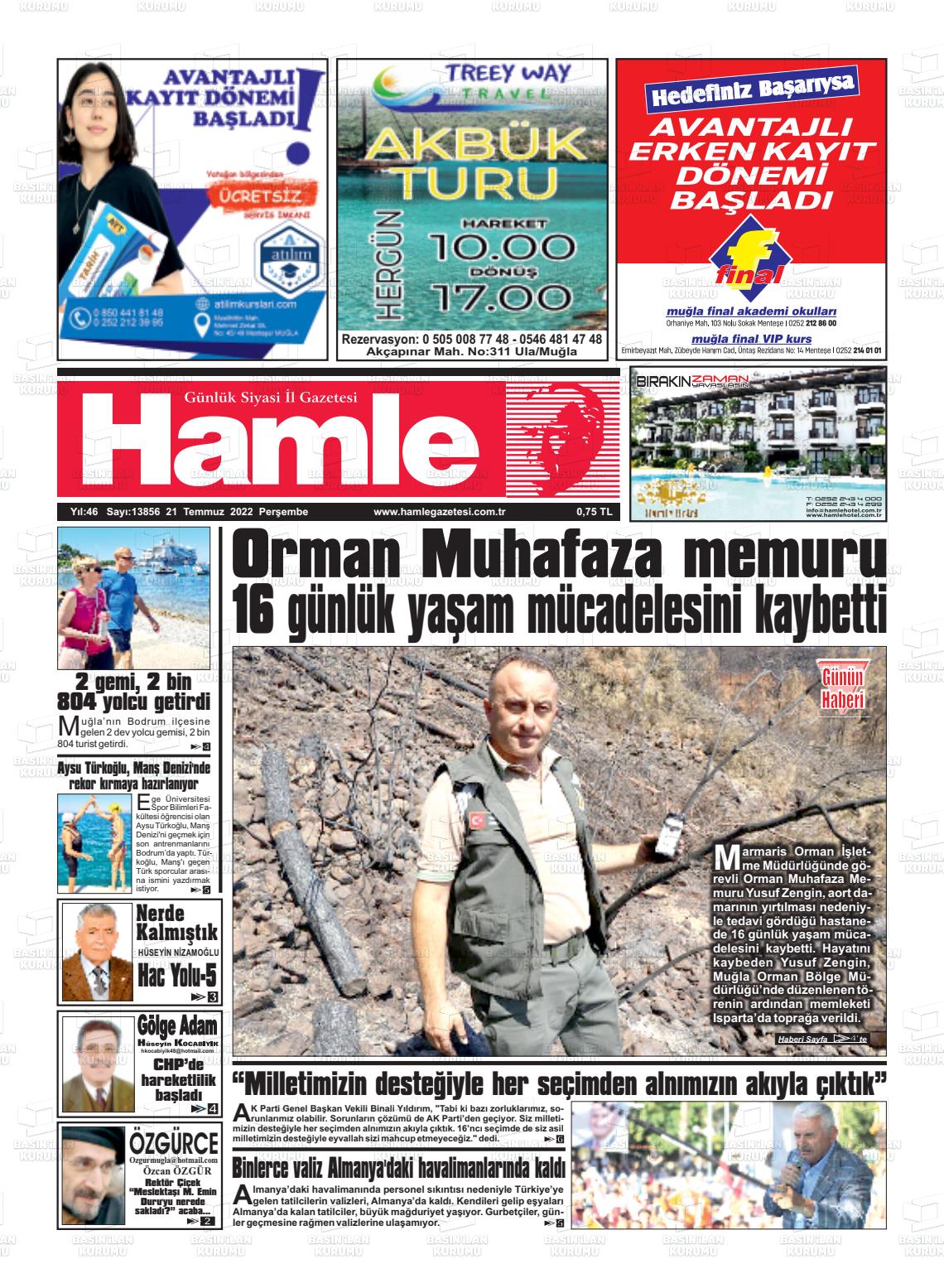 21 Temmuz 2022 Hamle Gazete Manşeti