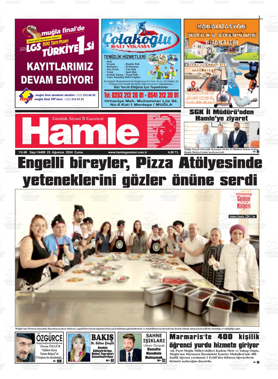 23 Ağustos 2024 Hamle Gazete Manşeti