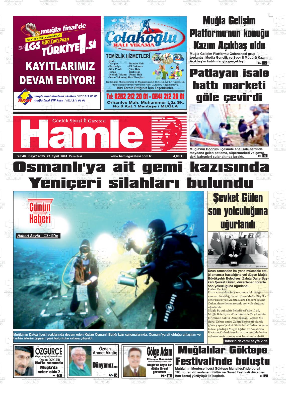 23 Eylül 2024 Hamle Gazete Manşeti