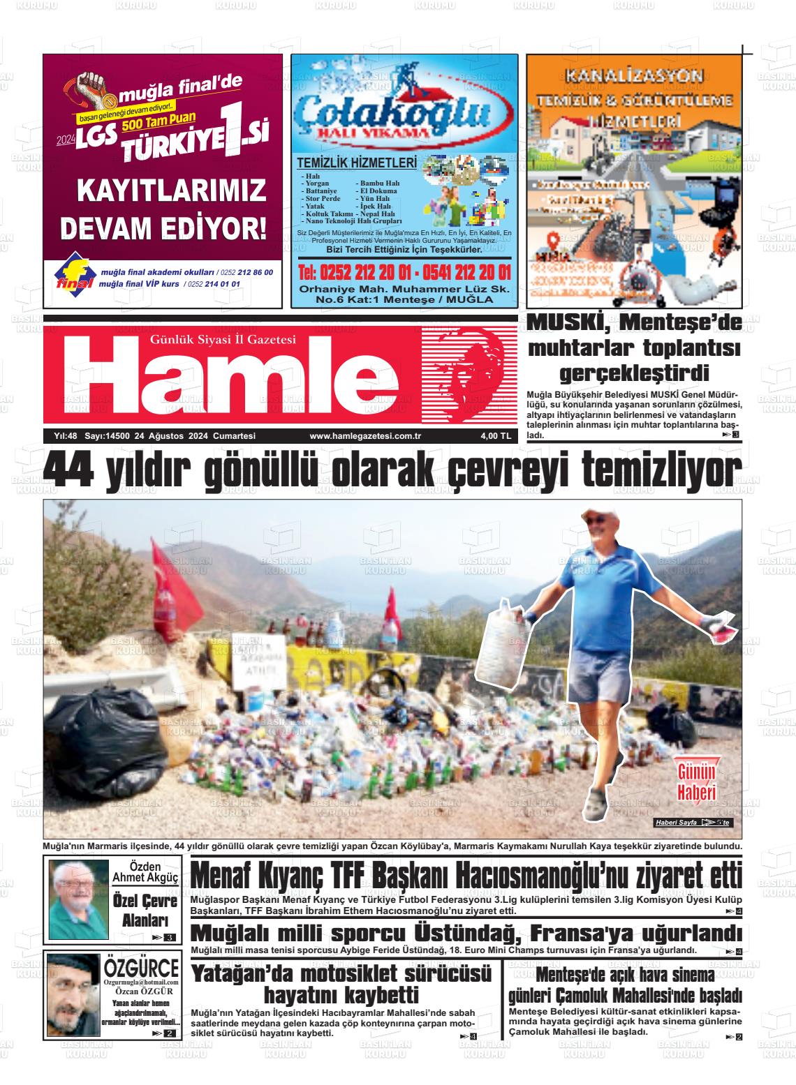 24 Ağustos 2024 Hamle Gazete Manşeti