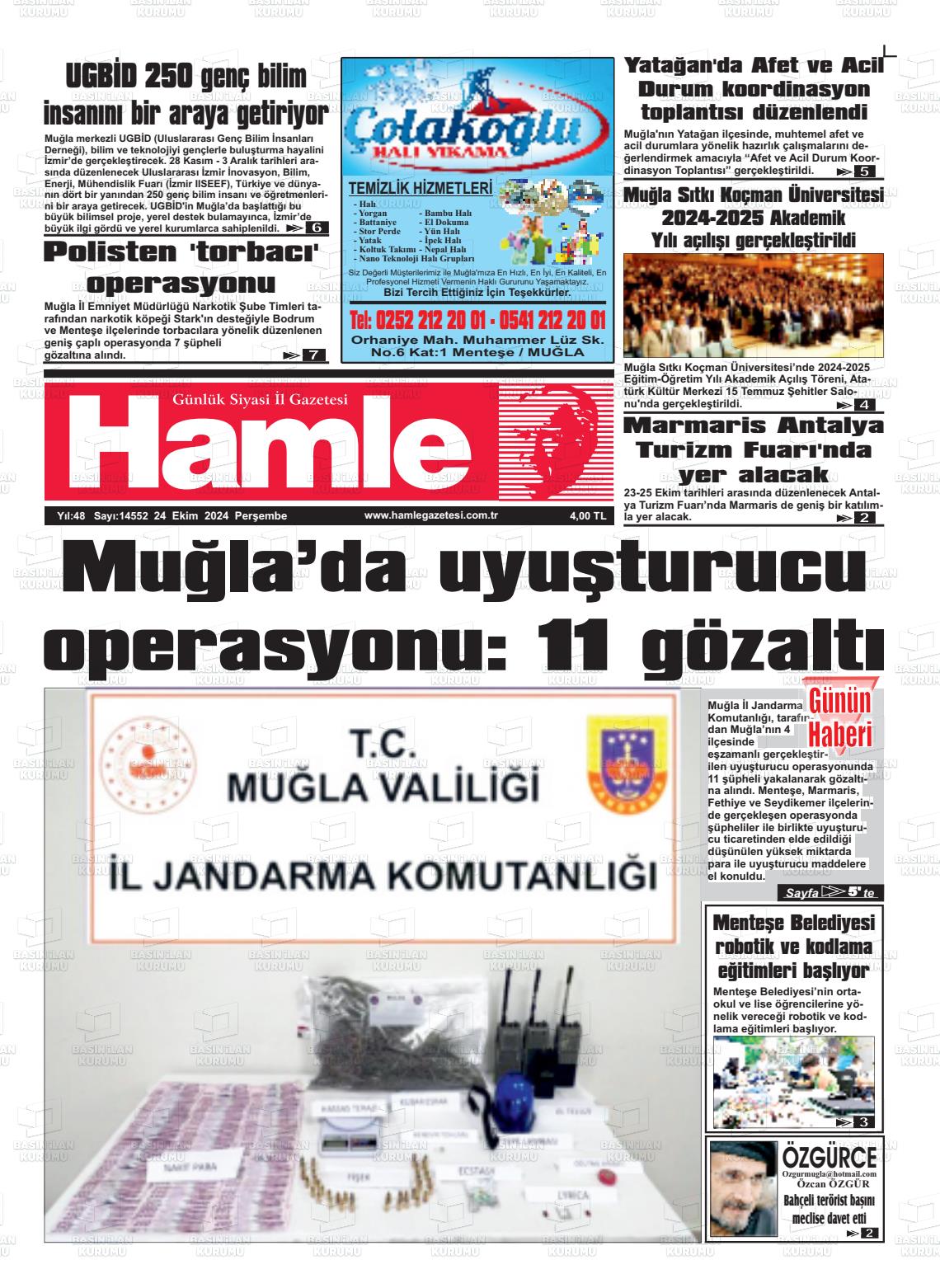 24 Ekim 2024 Hamle Gazete Manşeti