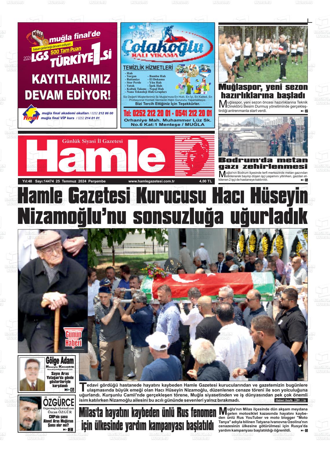 25 Temmuz 2024 Hamle Gazete Manşeti