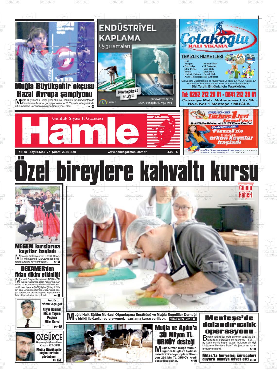 27 Şubat 2024 Hamle Gazete Manşeti