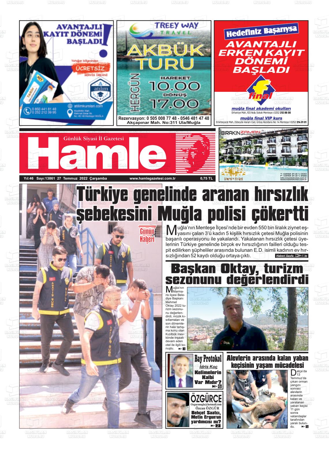 27 Temmuz 2022 Hamle Gazete Manşeti