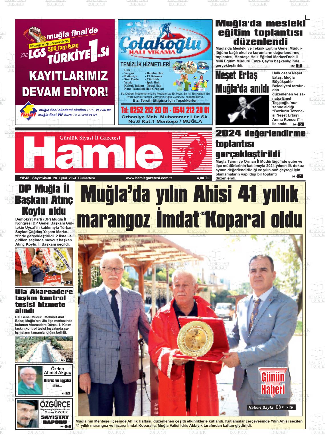 28 Eylül 2024 Hamle Gazete Manşeti