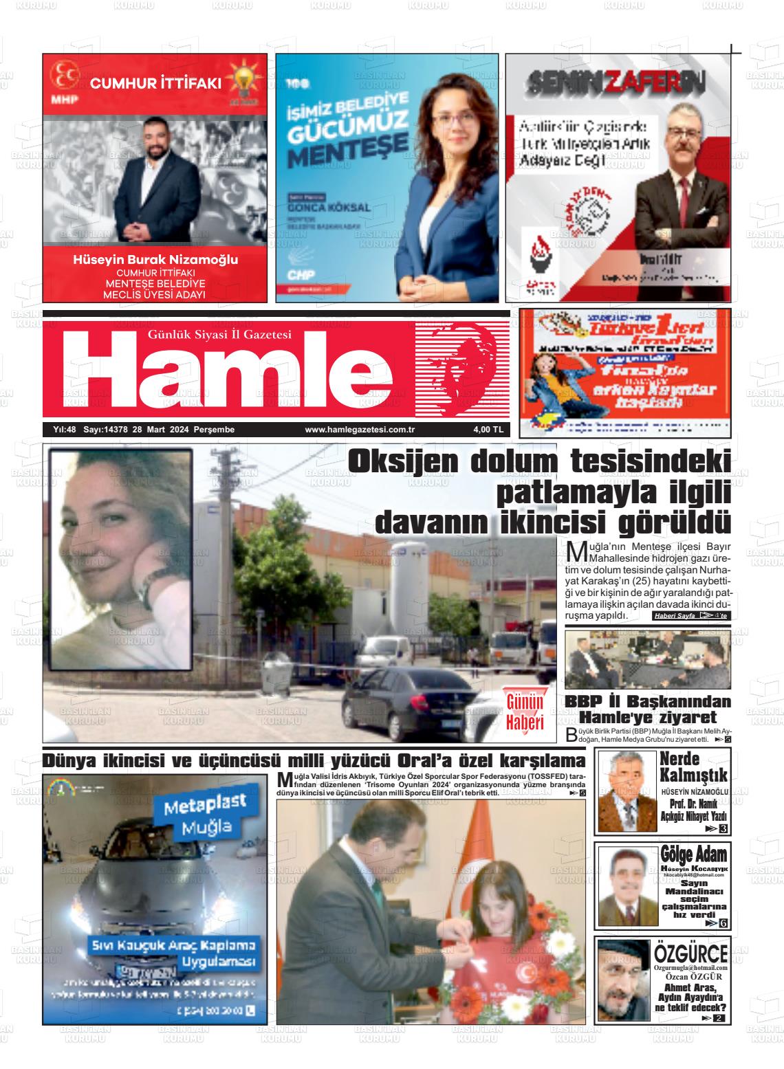 28 Mart 2024 Hamle Gazete Manşeti