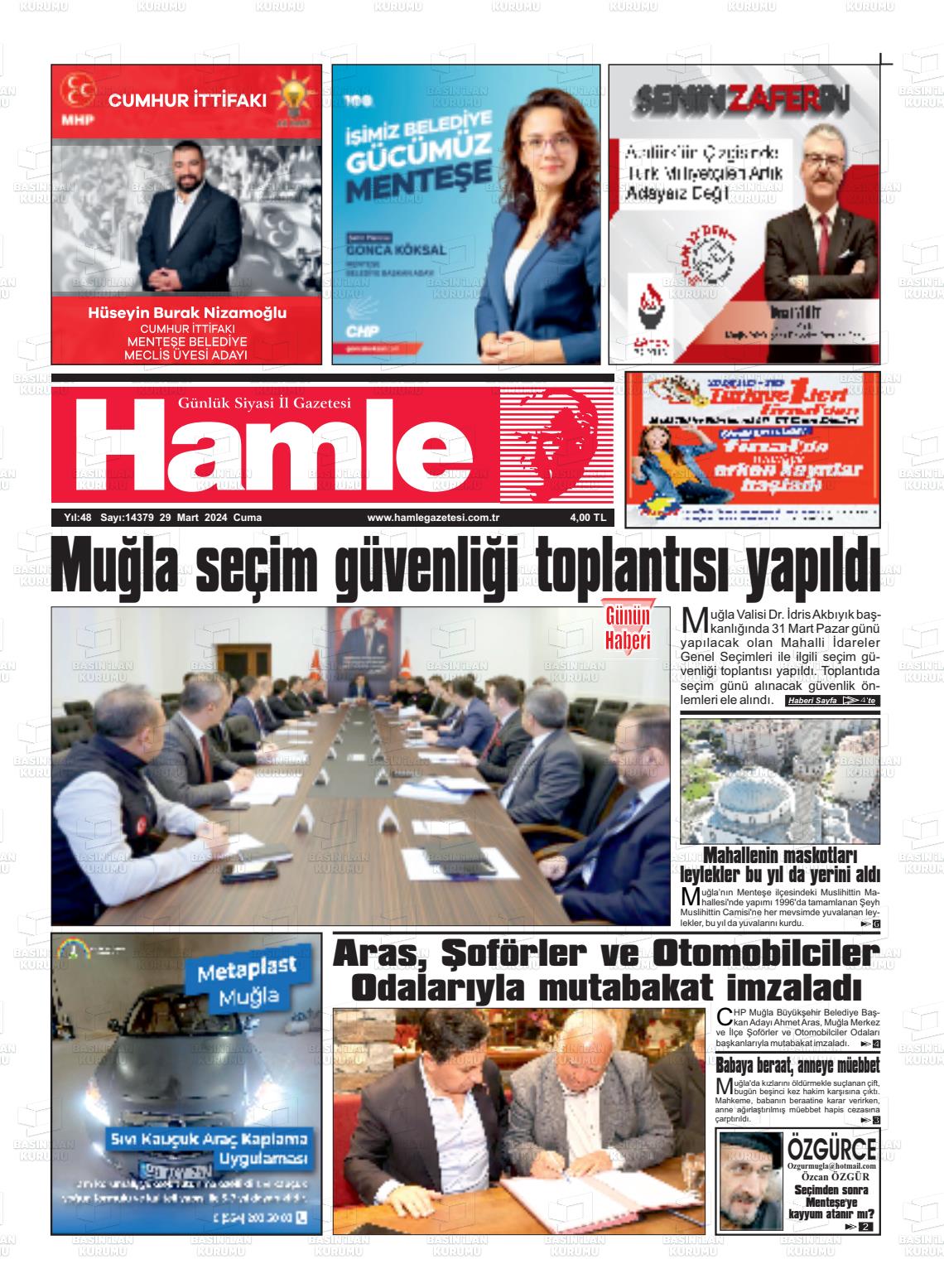 29 Mart 2024 Hamle Gazete Manşeti