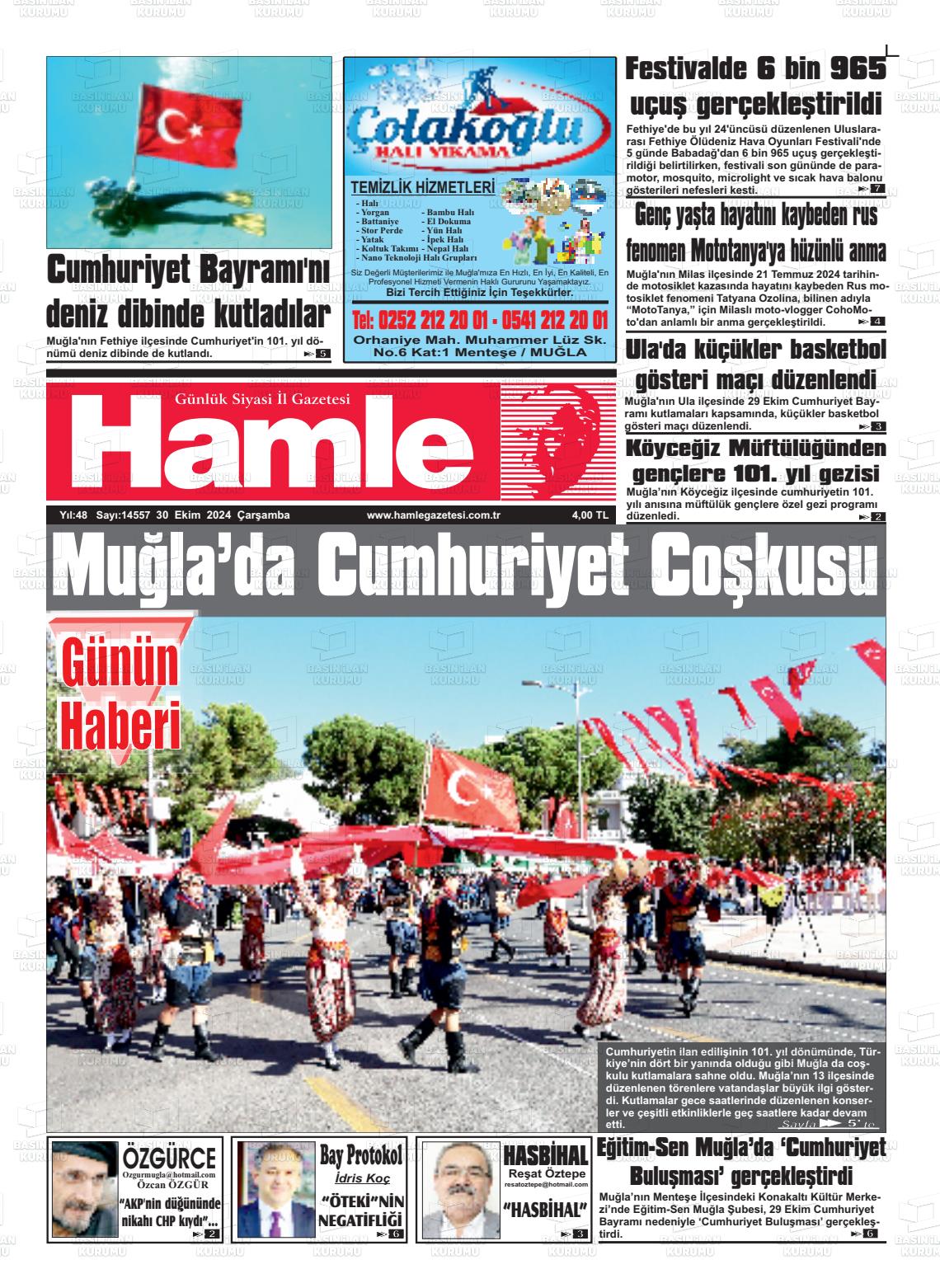 30 Ekim 2024 Hamle Gazete Manşeti