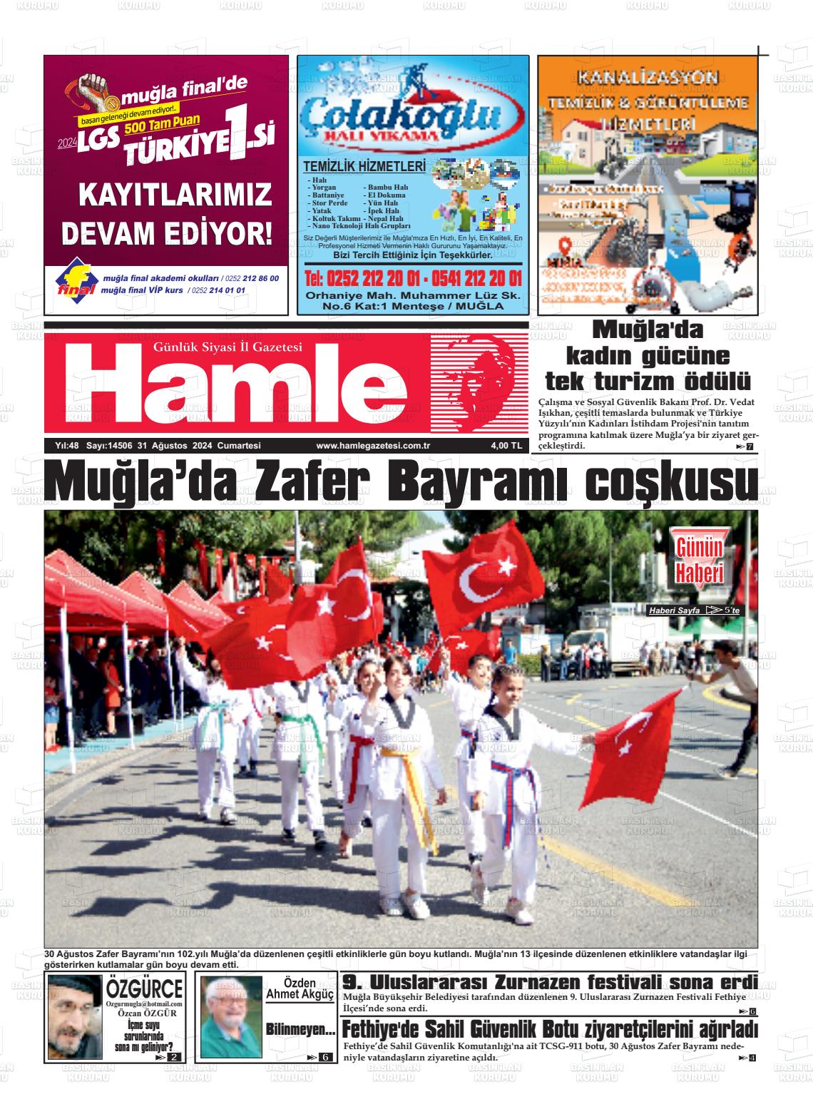 31 Ağustos 2024 Hamle Gazete Manşeti