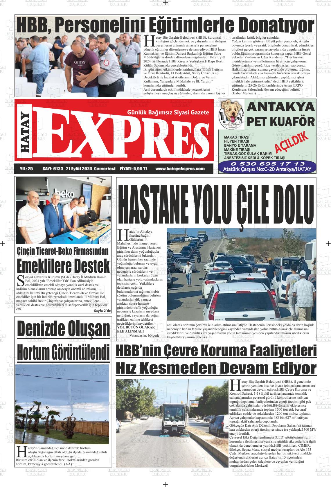 21 Eylül 2024 Hatay Ekspres Gazete Manşeti