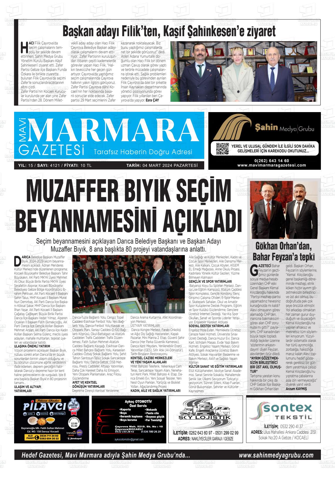 04 Mart 2024 Hedef Gazete Manşeti