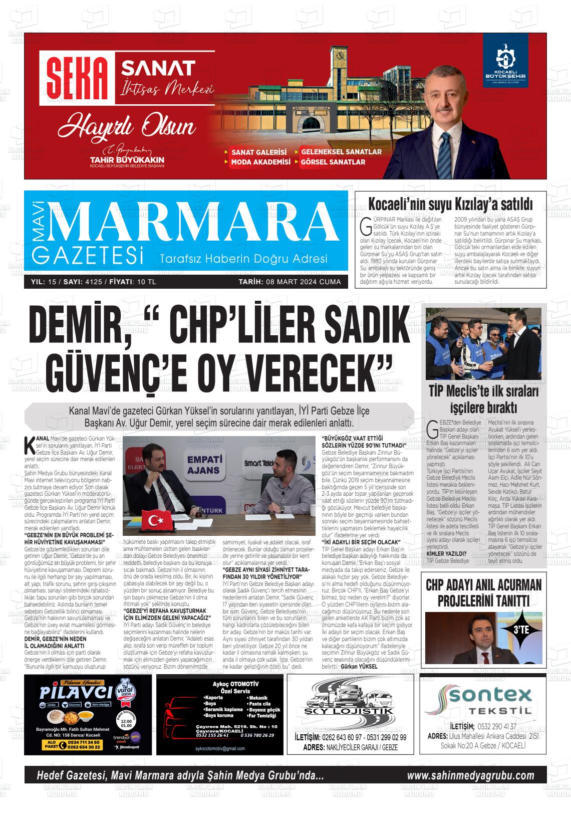 08 Mart 2024 Hedef Gazete Manşeti