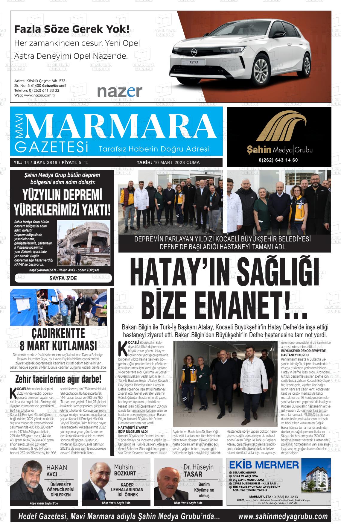 10 Mart 2023 Hedef Gazete Manşeti