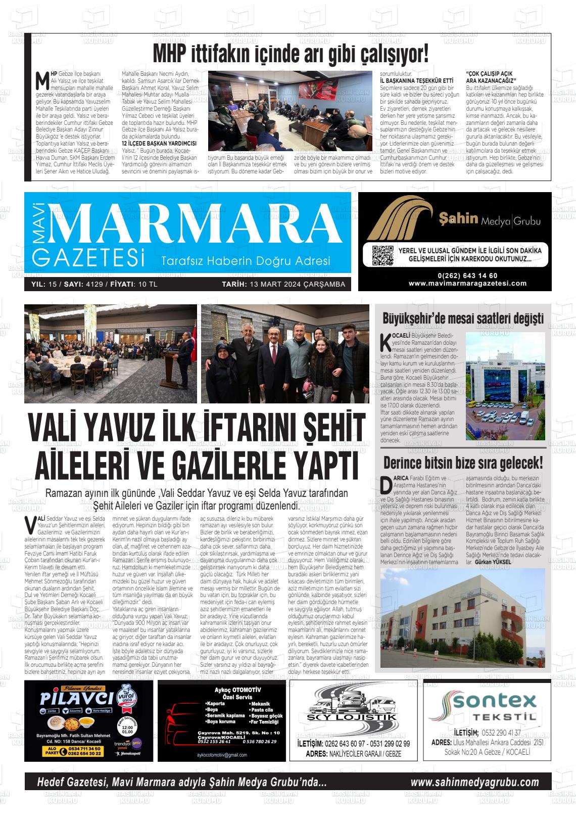 13 Mart 2024 Hedef Gazete Manşeti