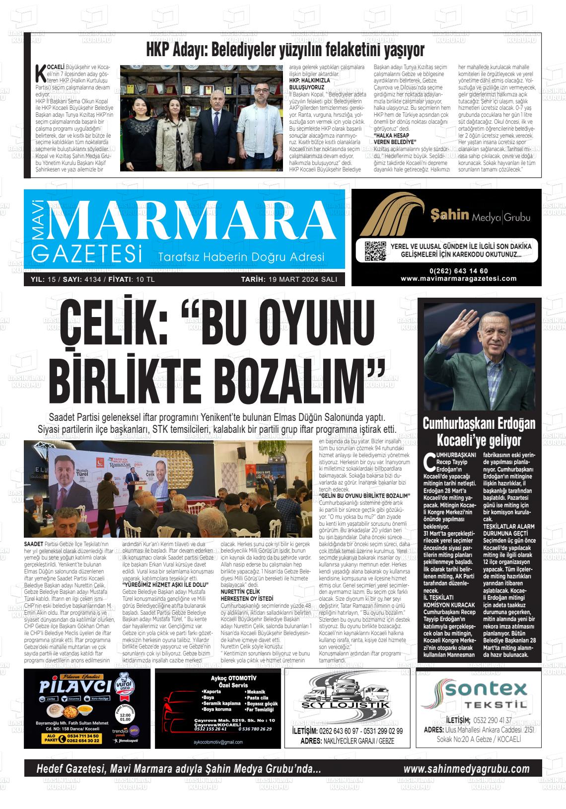 19 Mart 2024 Hedef Gazete Manşeti