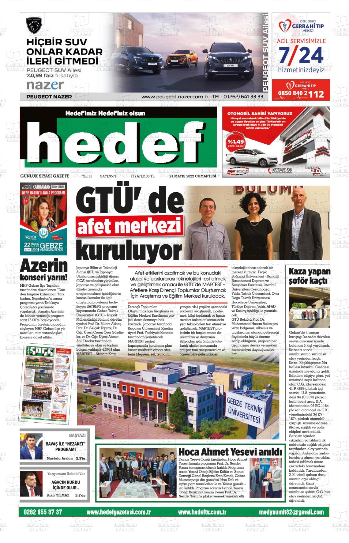 21 Mayıs 2022 Hedef Gazete Manşeti