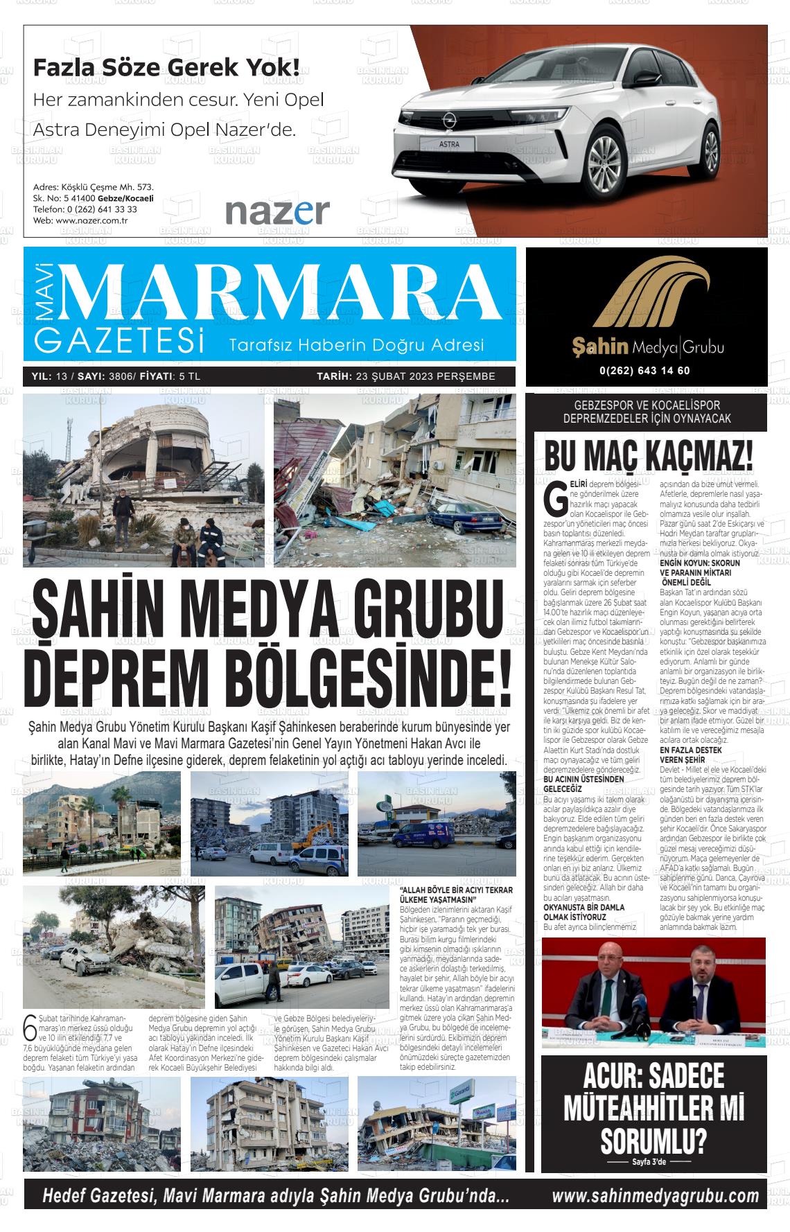 07 Mart 2023 Hedef Gazete Manşeti