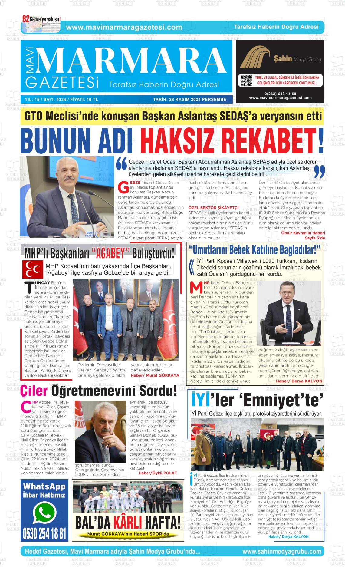 20 Aralık 2024 Hedef Gazete Manşeti