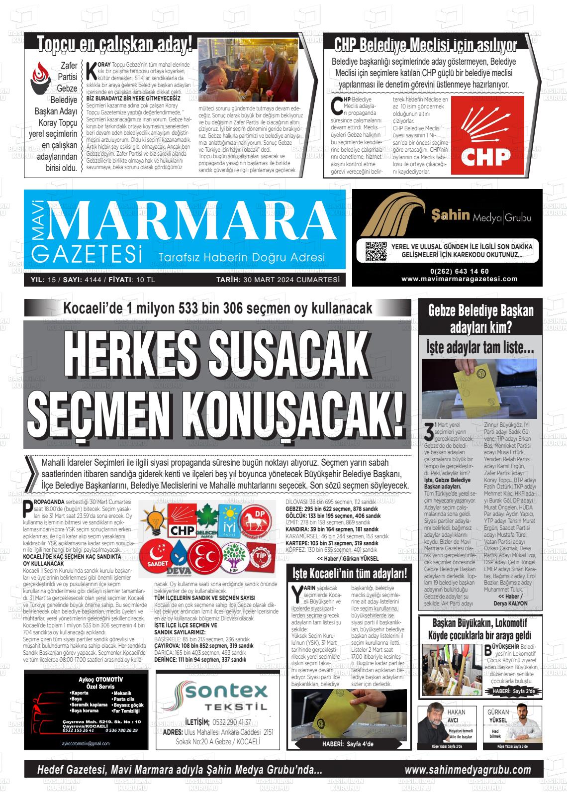 30 Mart 2024 Hedef Gazete Manşeti