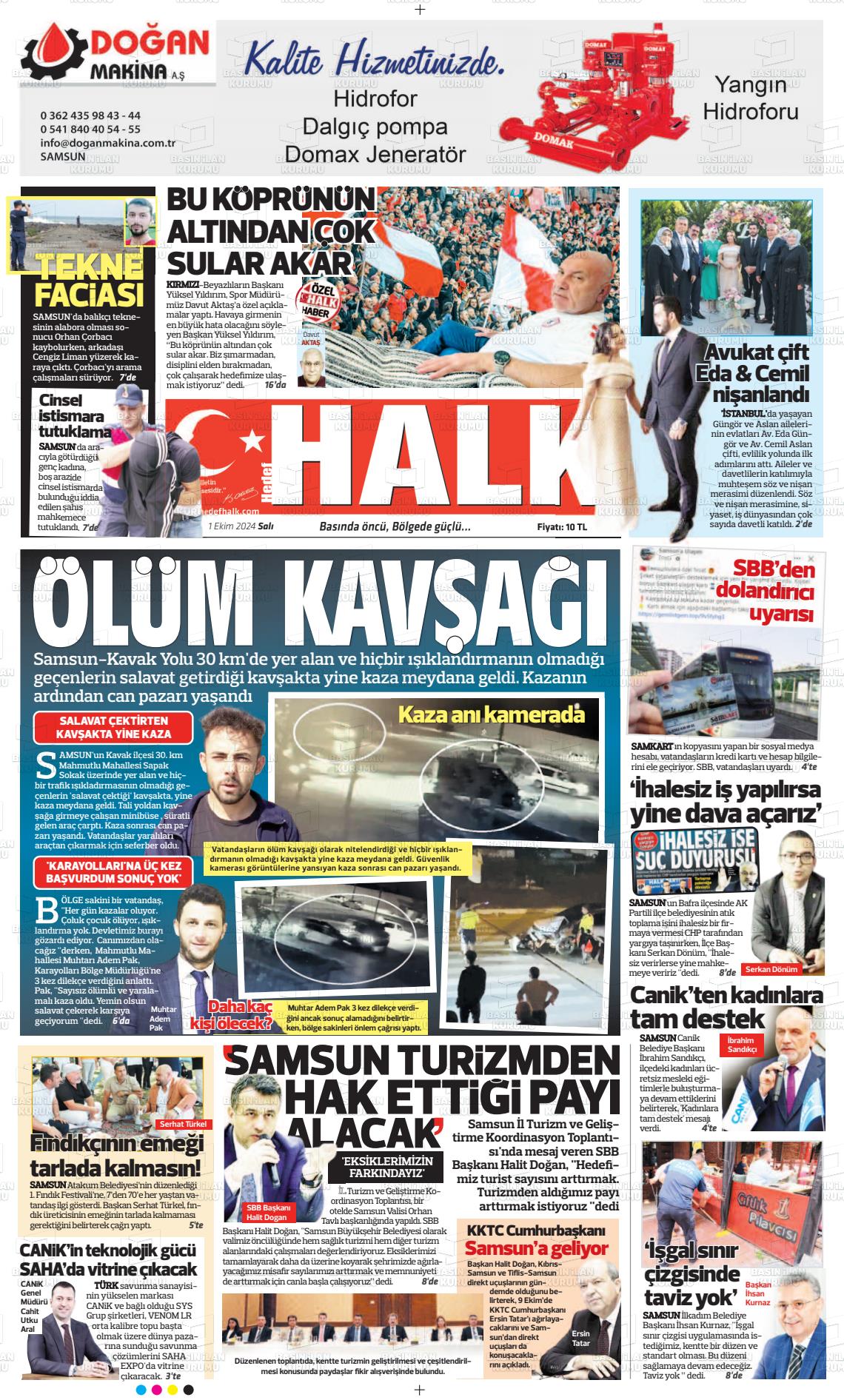 01 Ekim 2024 Hedef Halk Gazete Manşeti