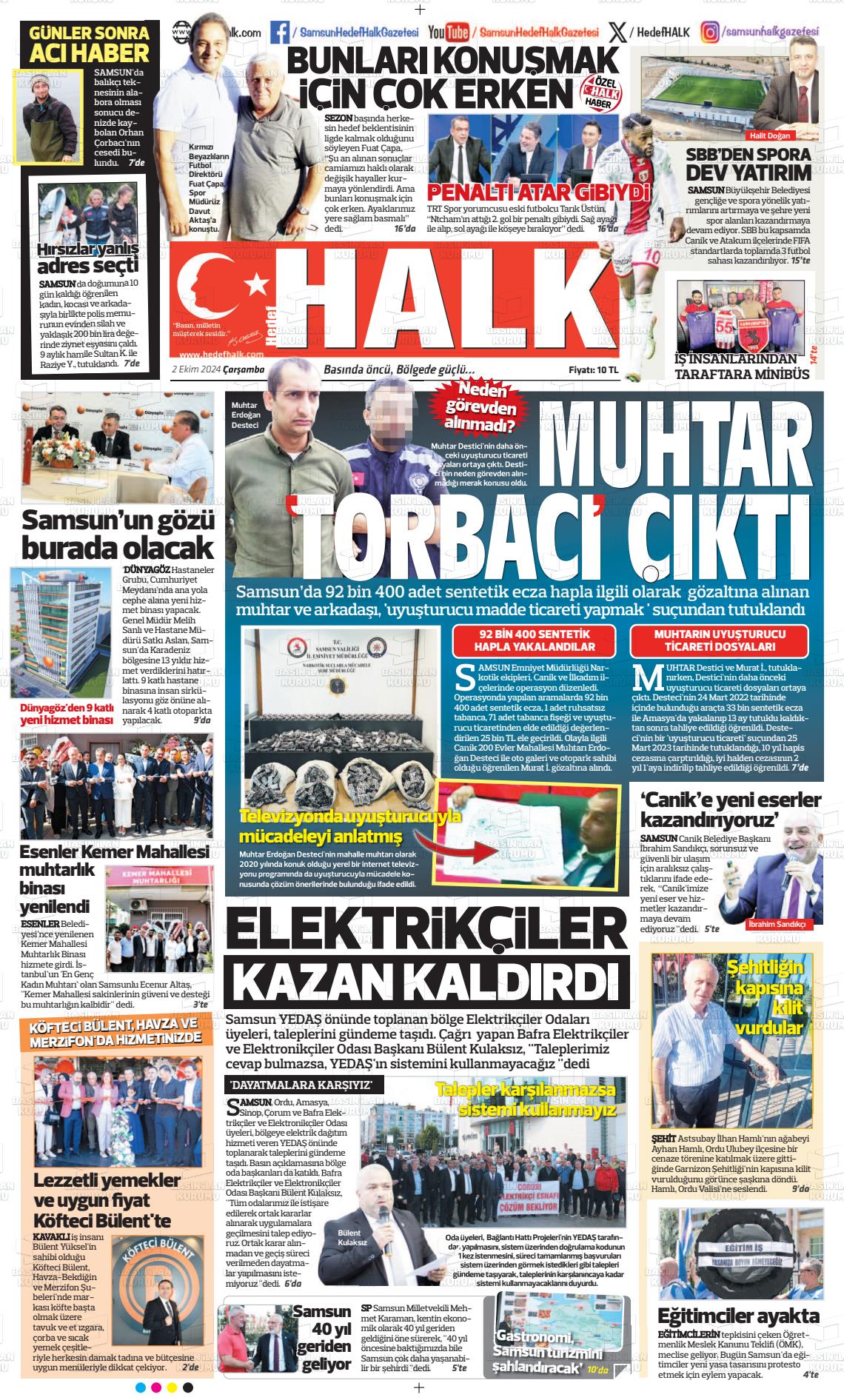 02 Ekim 2024 Hedef Halk Gazete Manşeti