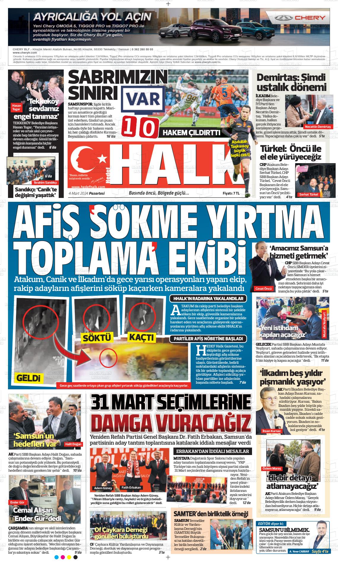 04 Mart 2024 Hedef Halk Gazete Manşeti