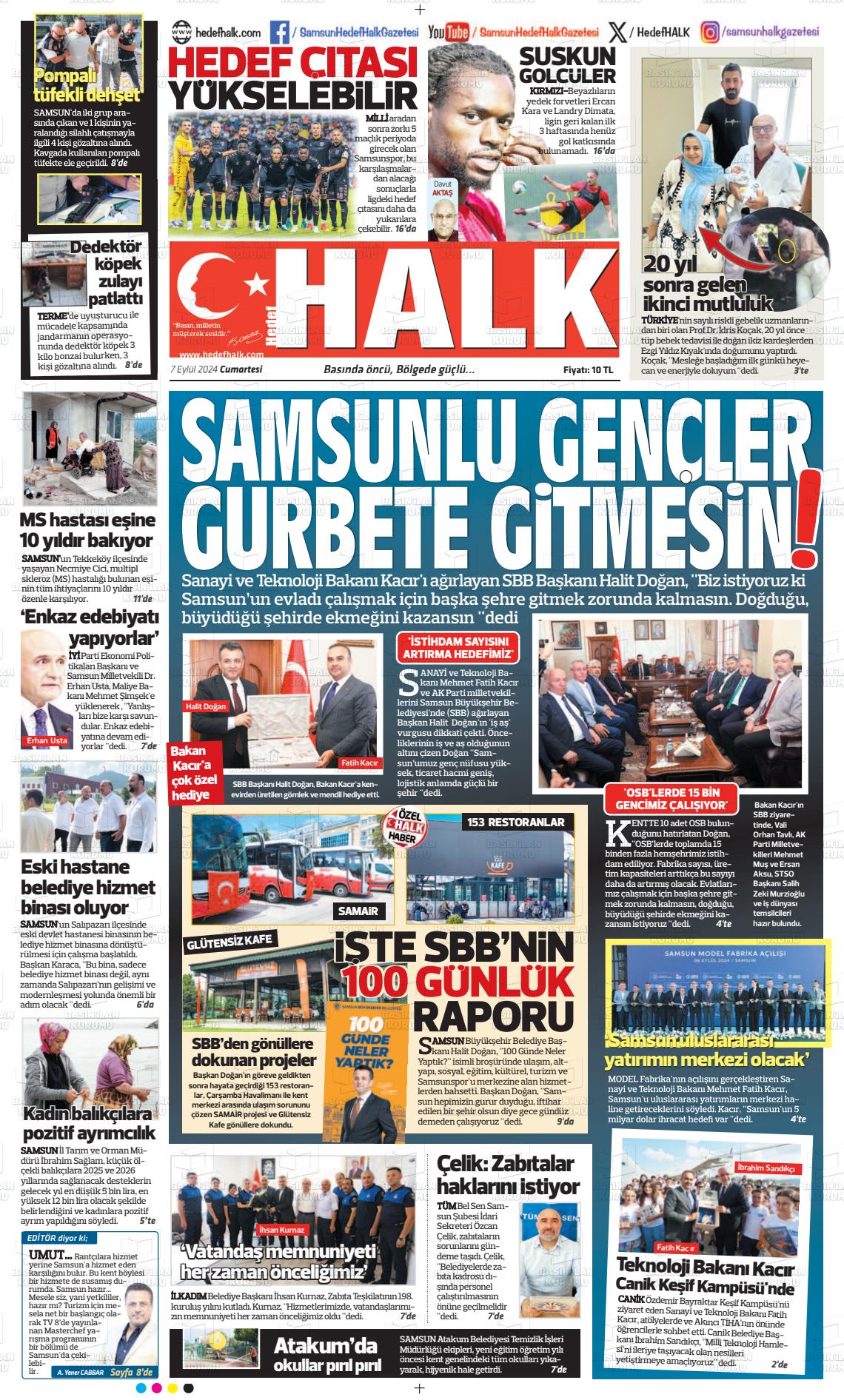 07 Eylül 2024 Hedef Halk Gazete Manşeti