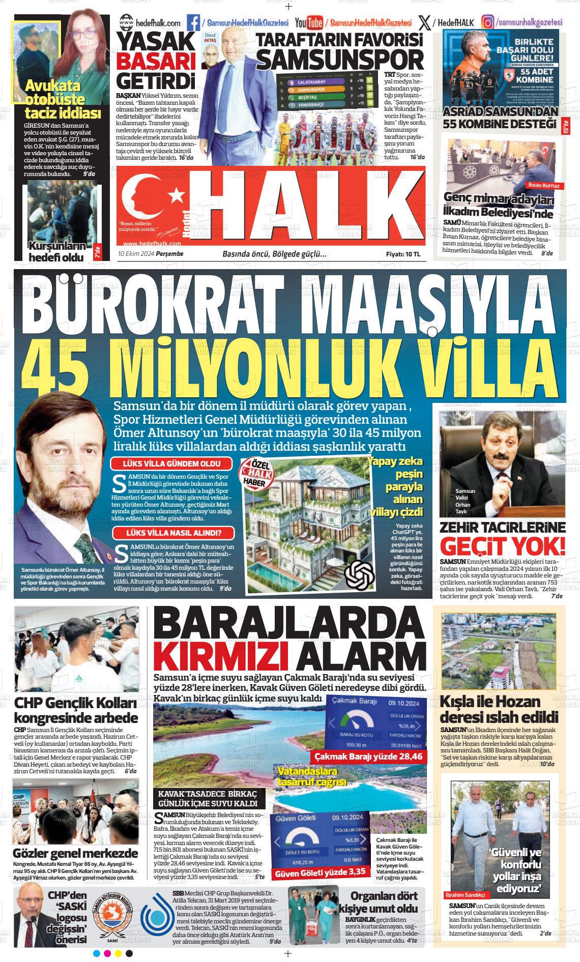 10 Ekim 2024 Hedef Halk Gazete Manşeti