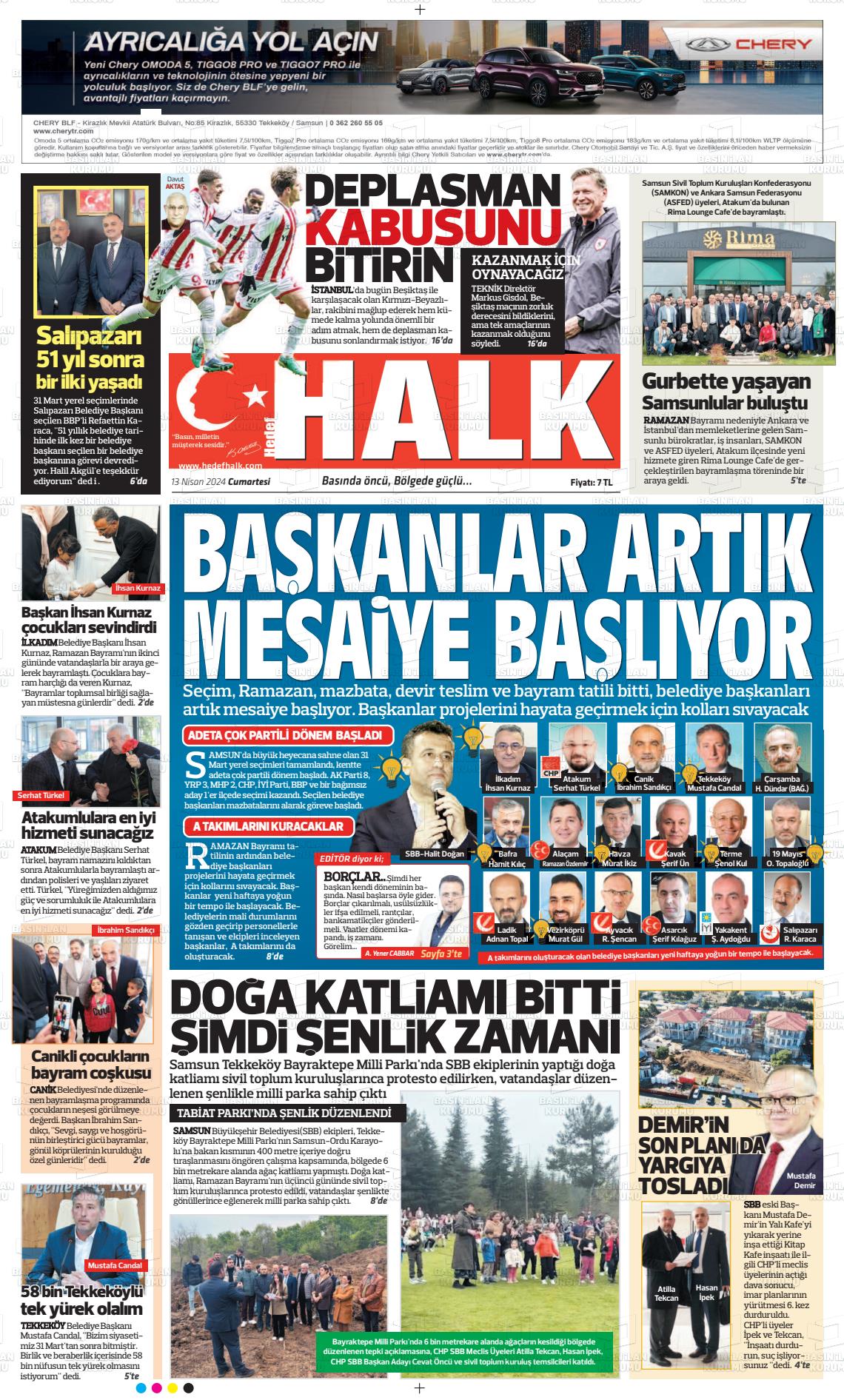 13 Nisan 2024 Hedef Halk Gazete Manşeti