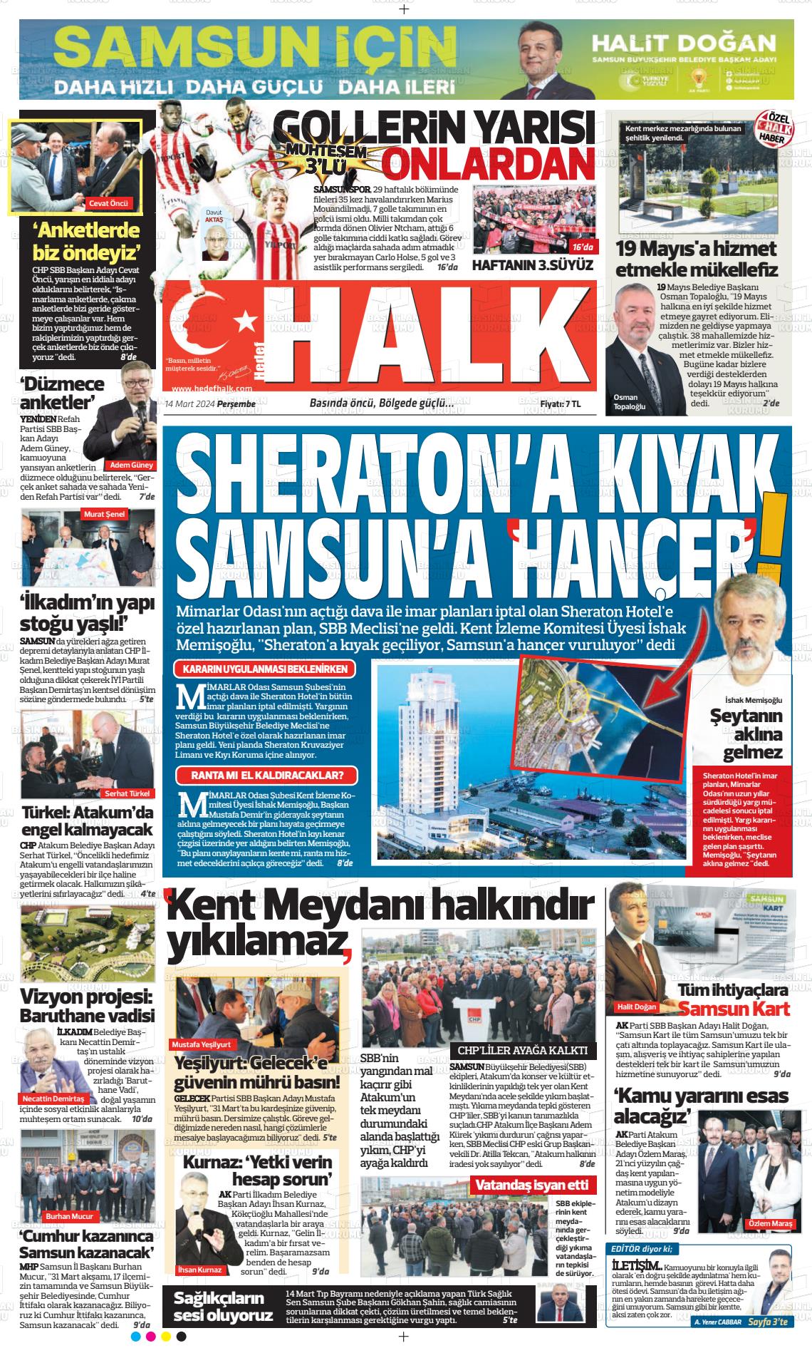 14 Mart 2024 Hedef Halk Gazete Manşeti