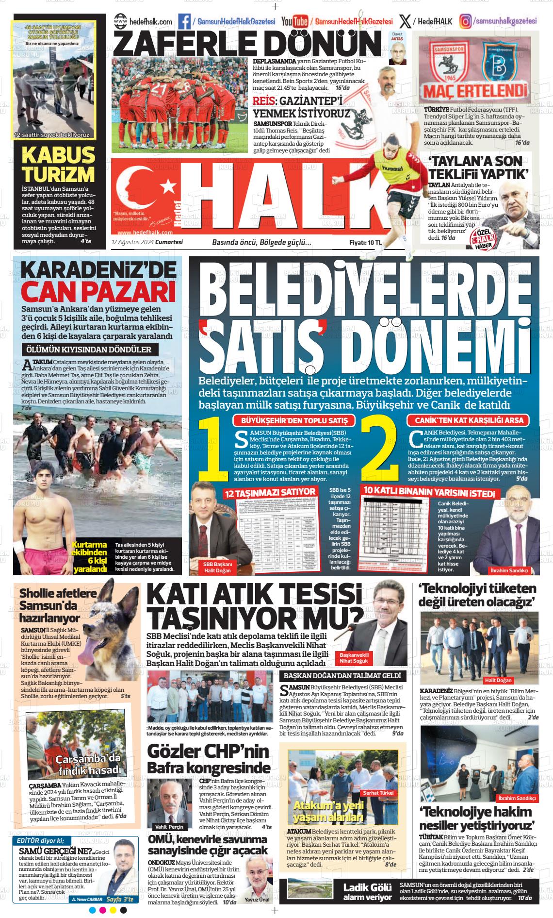 17 Ağustos 2024 Hedef Halk Gazete Manşeti