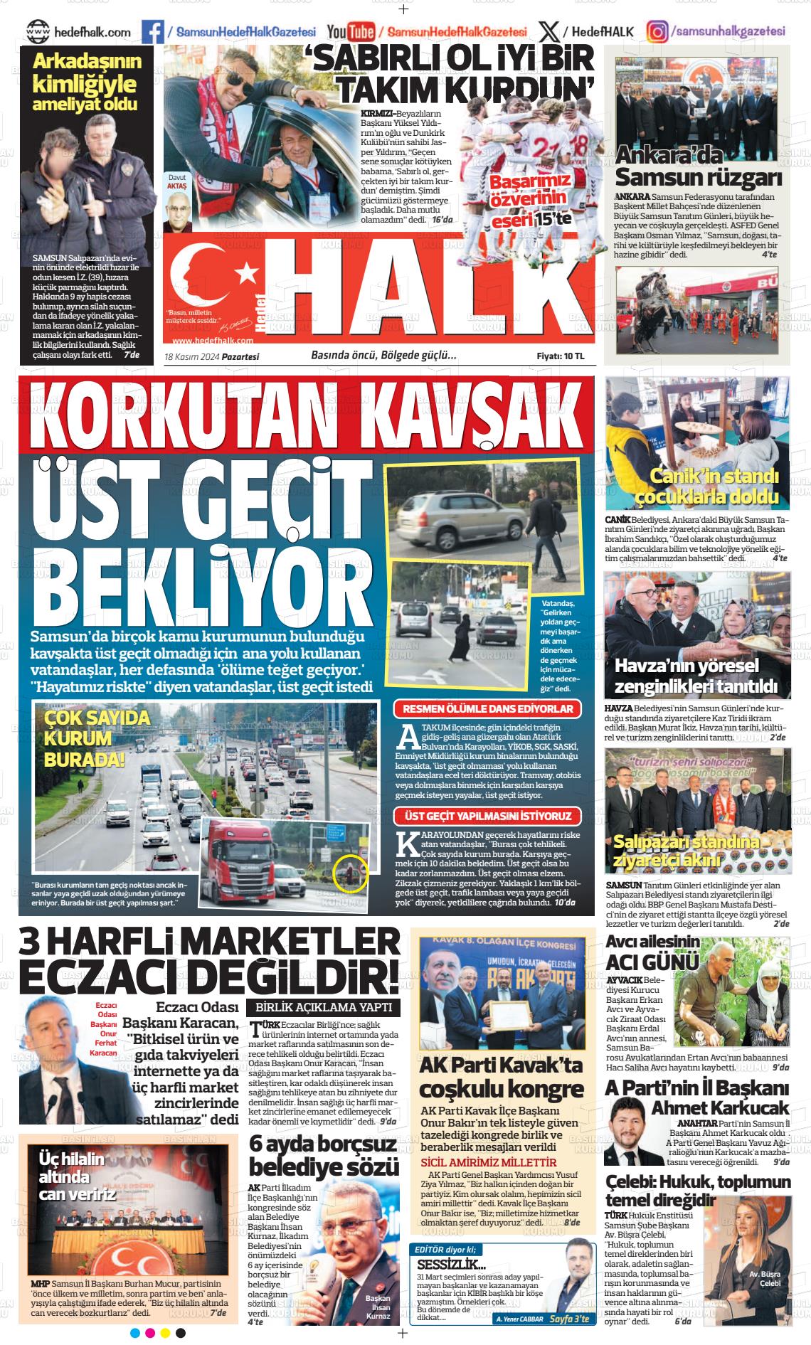 18 Kasım 2024 Hedef Halk Gazete Manşeti