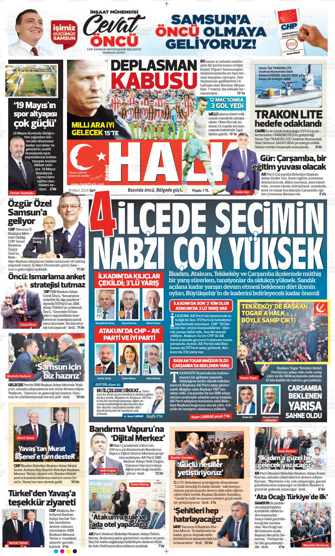 19 Mart 2024 Hedef Halk Gazete Manşeti