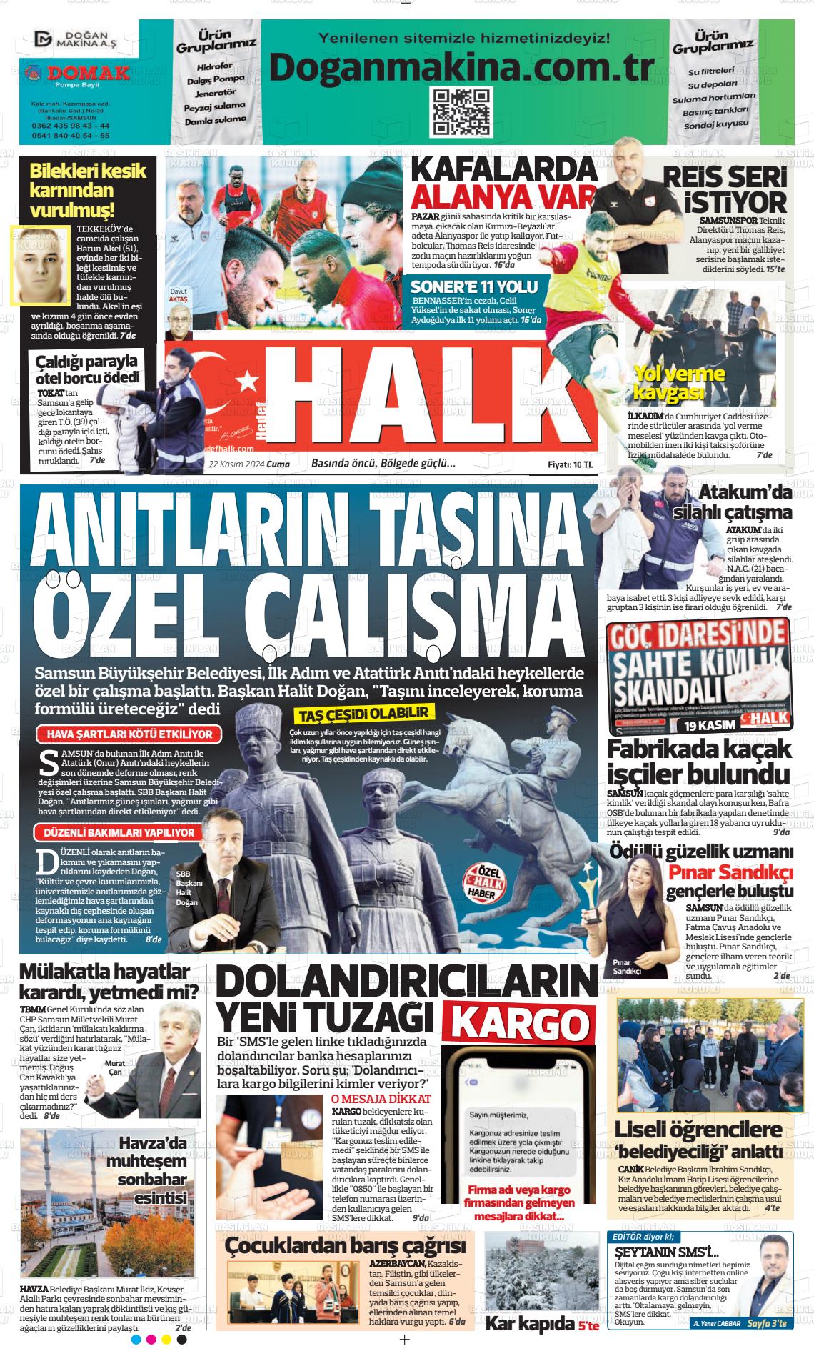 22 Kasım 2024 Hedef Halk Gazete Manşeti