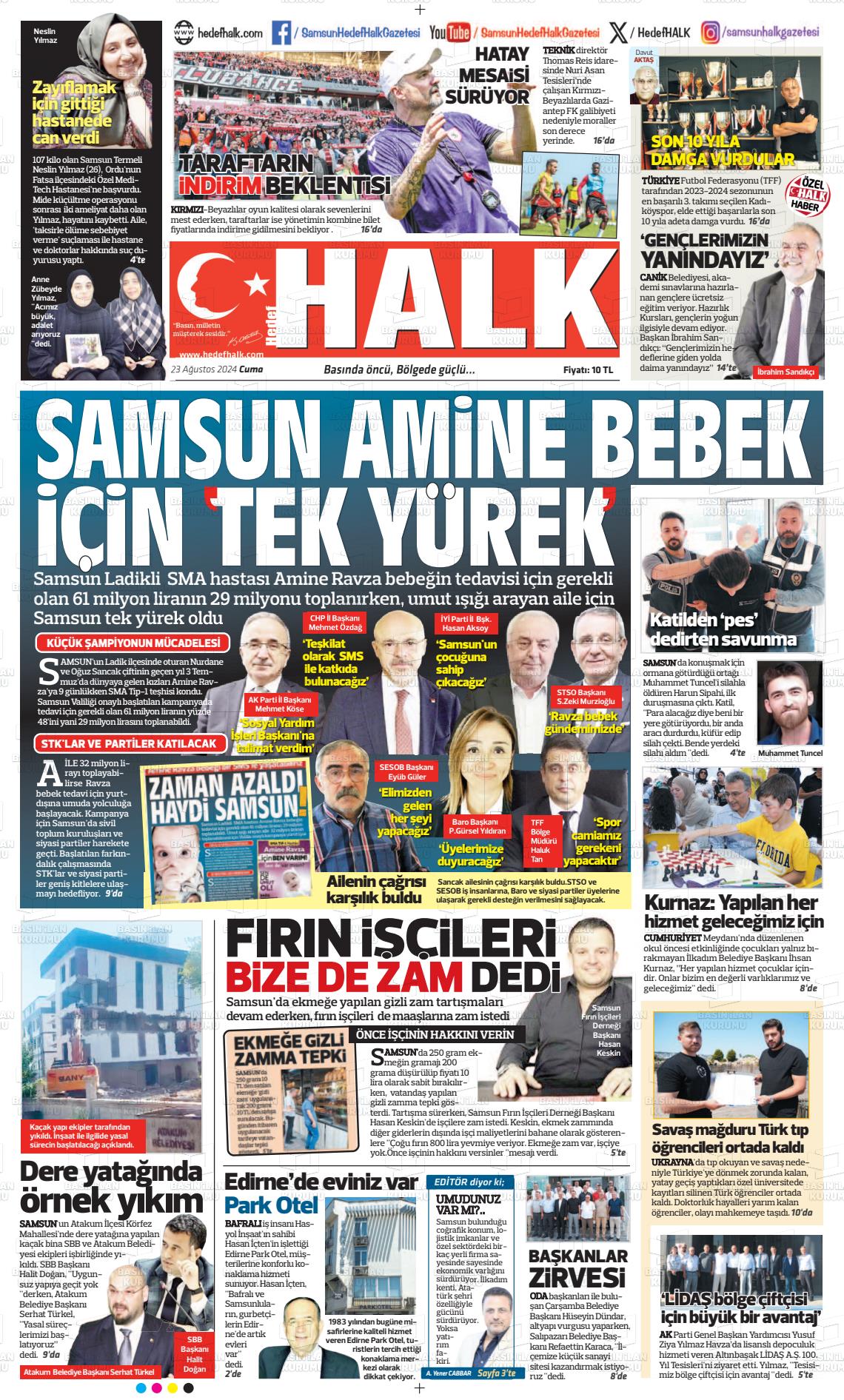 23 Ağustos 2024 Hedef Halk Gazete Manşeti