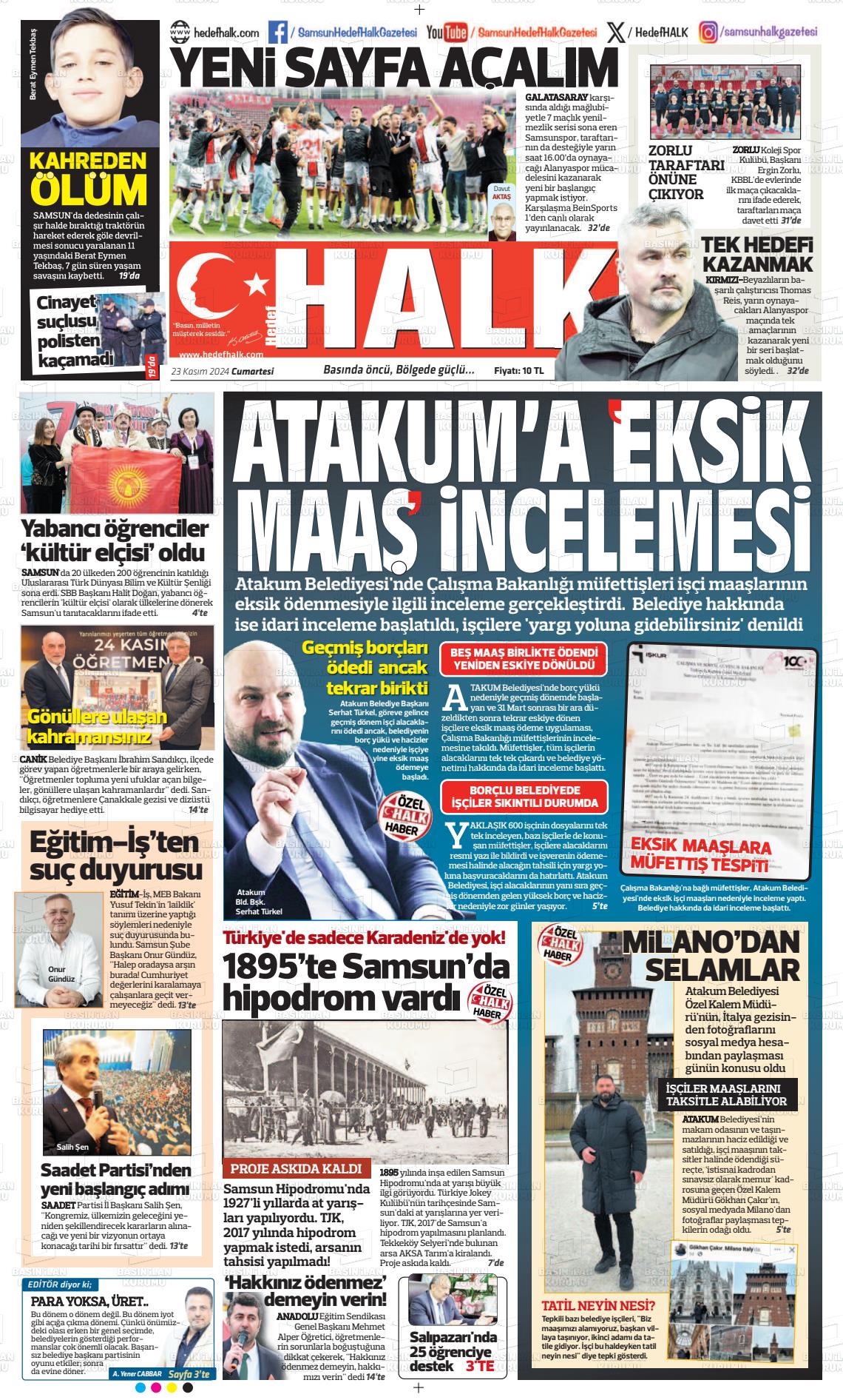 23 Kasım 2024 Hedef Halk Gazete Manşeti