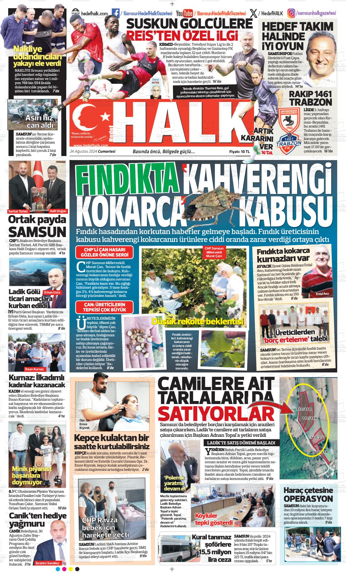 24 Ağustos 2024 Hedef Halk Gazete Manşeti