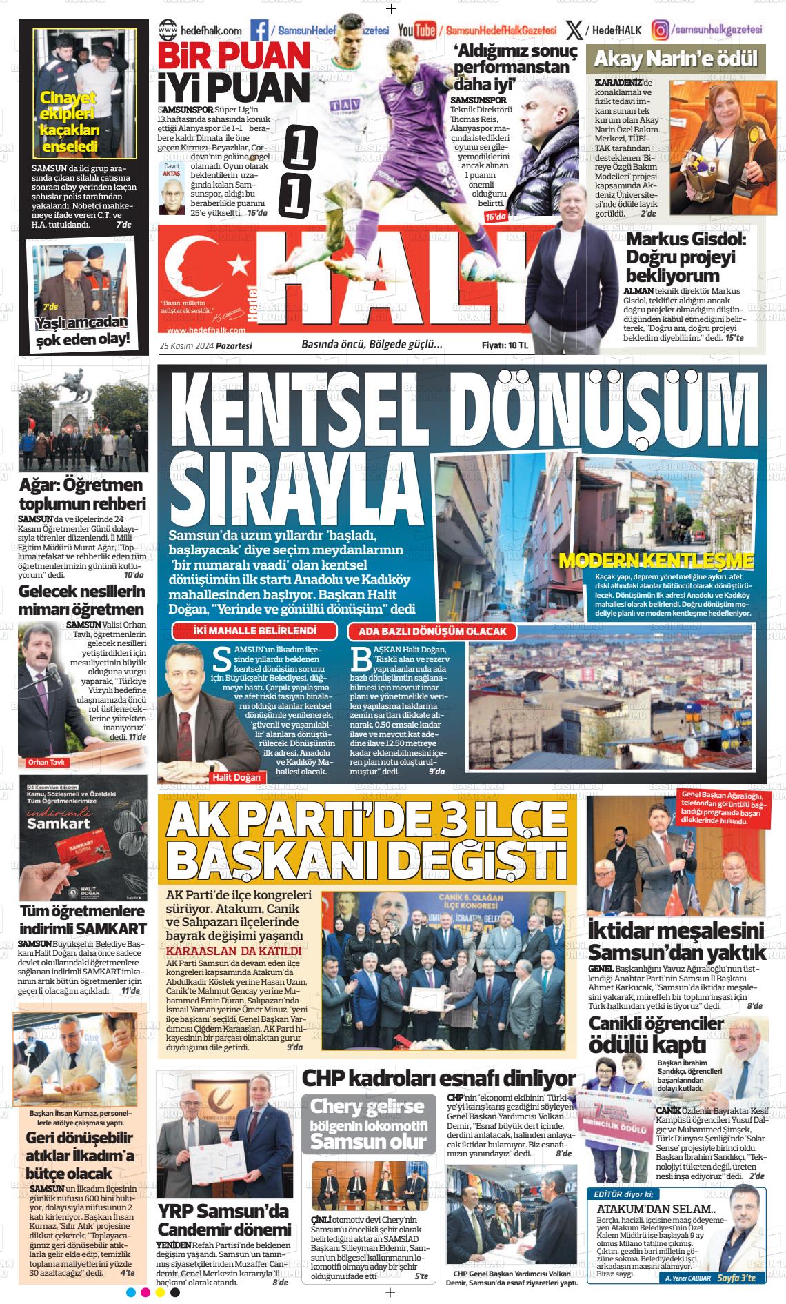 25 Kasım 2024 Hedef Halk Gazete Manşeti