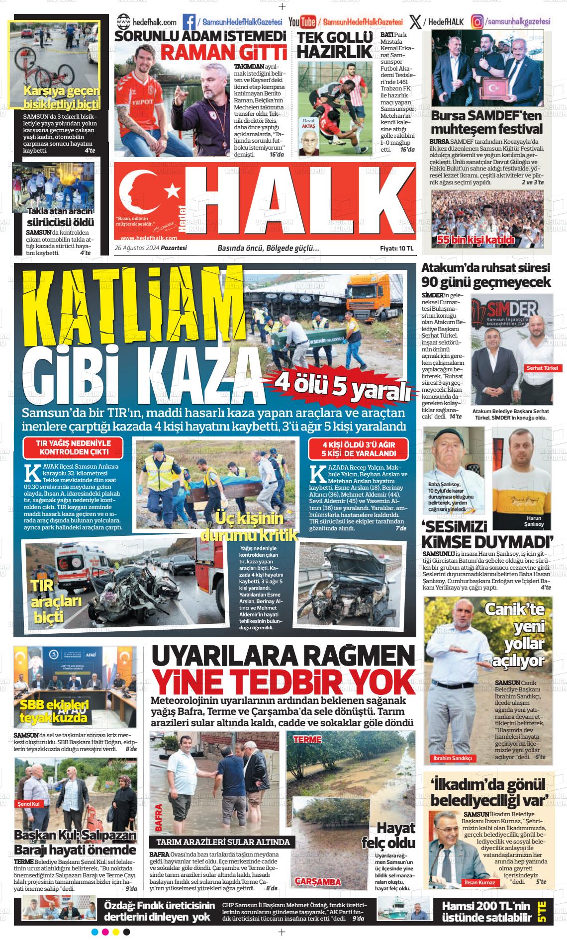 26 Ağustos 2024 Hedef Halk Gazete Manşeti