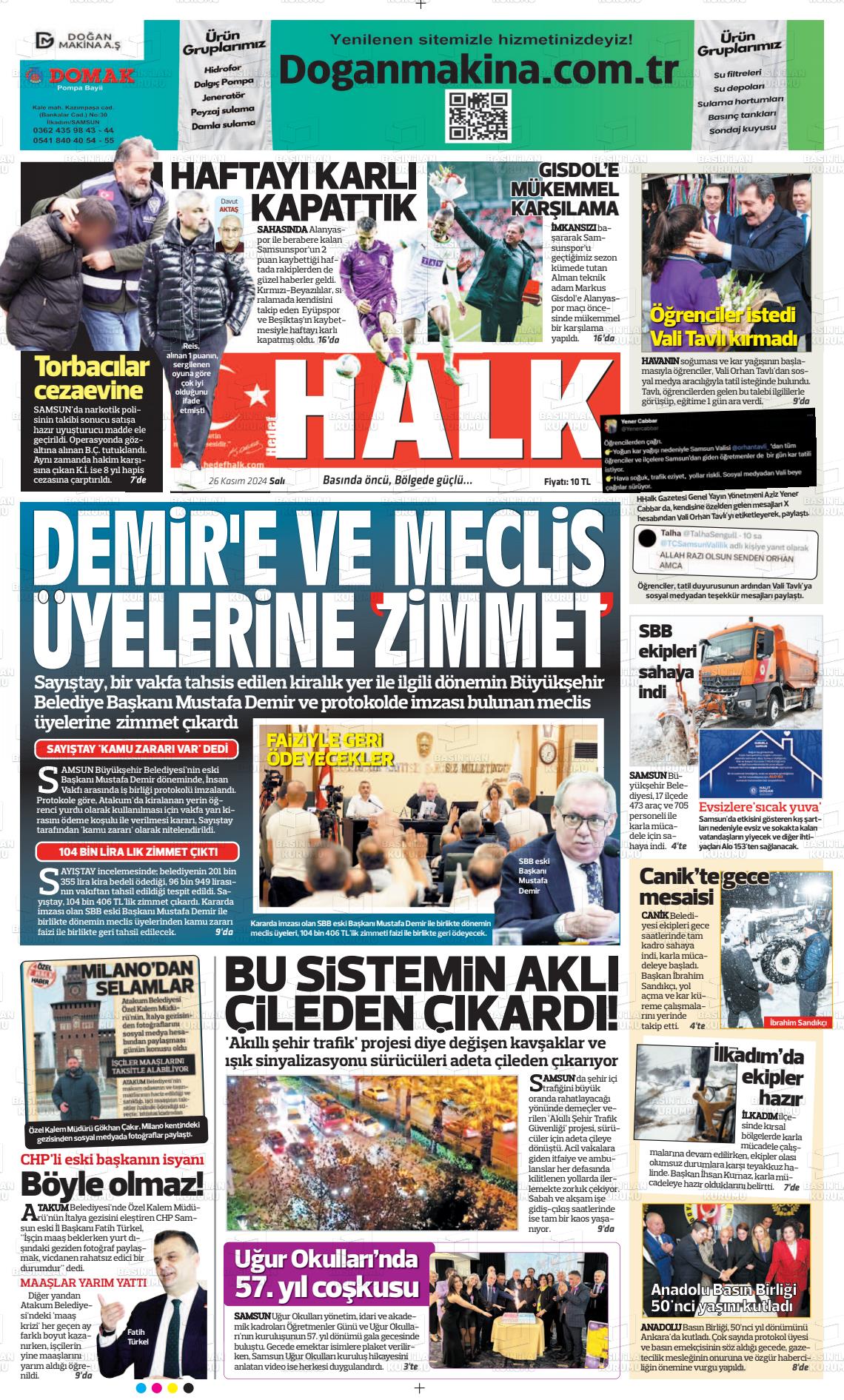 26 Kasım 2024 Hedef Halk Gazete Manşeti