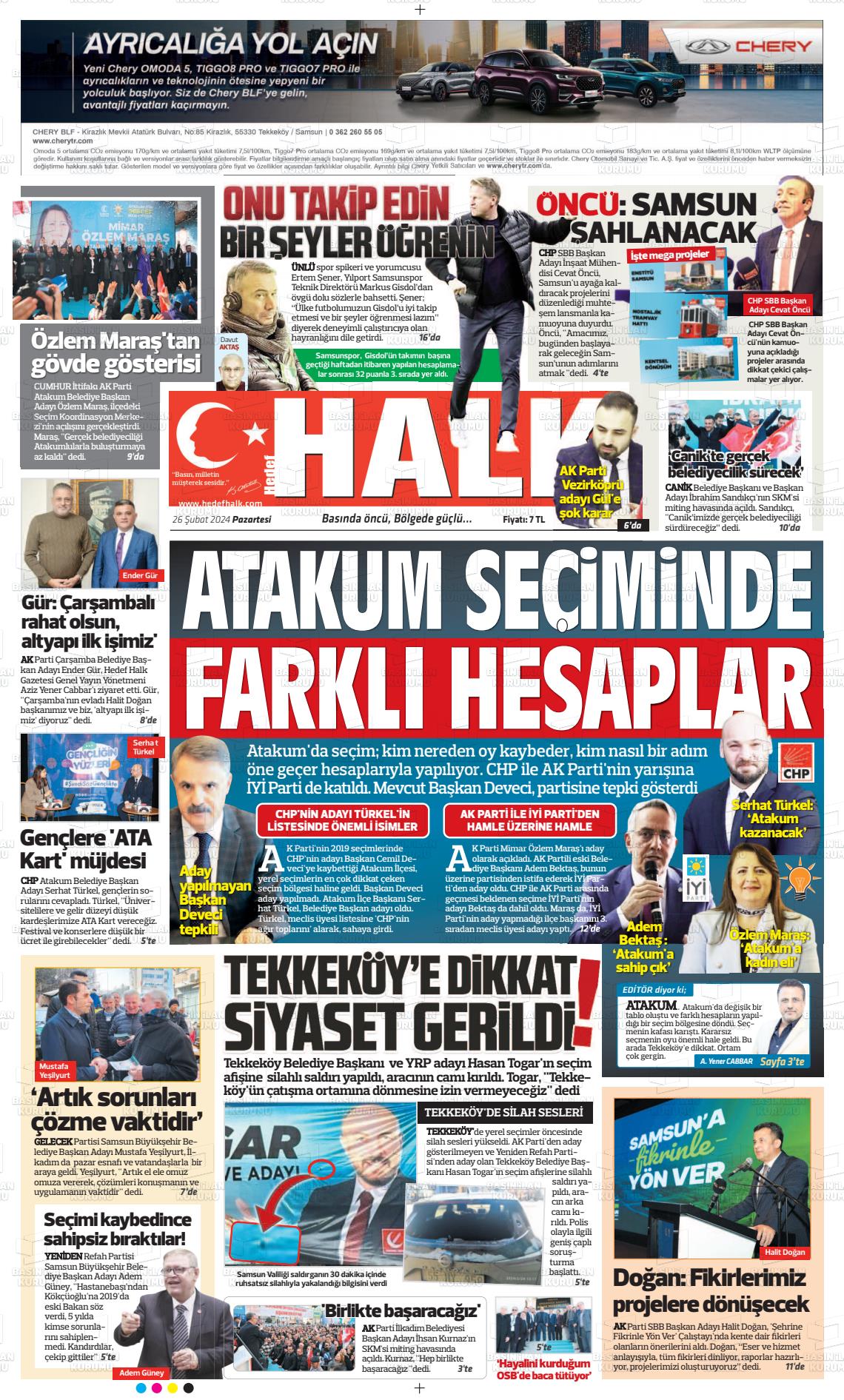 26 Şubat 2024 Hedef Halk Gazete Manşeti