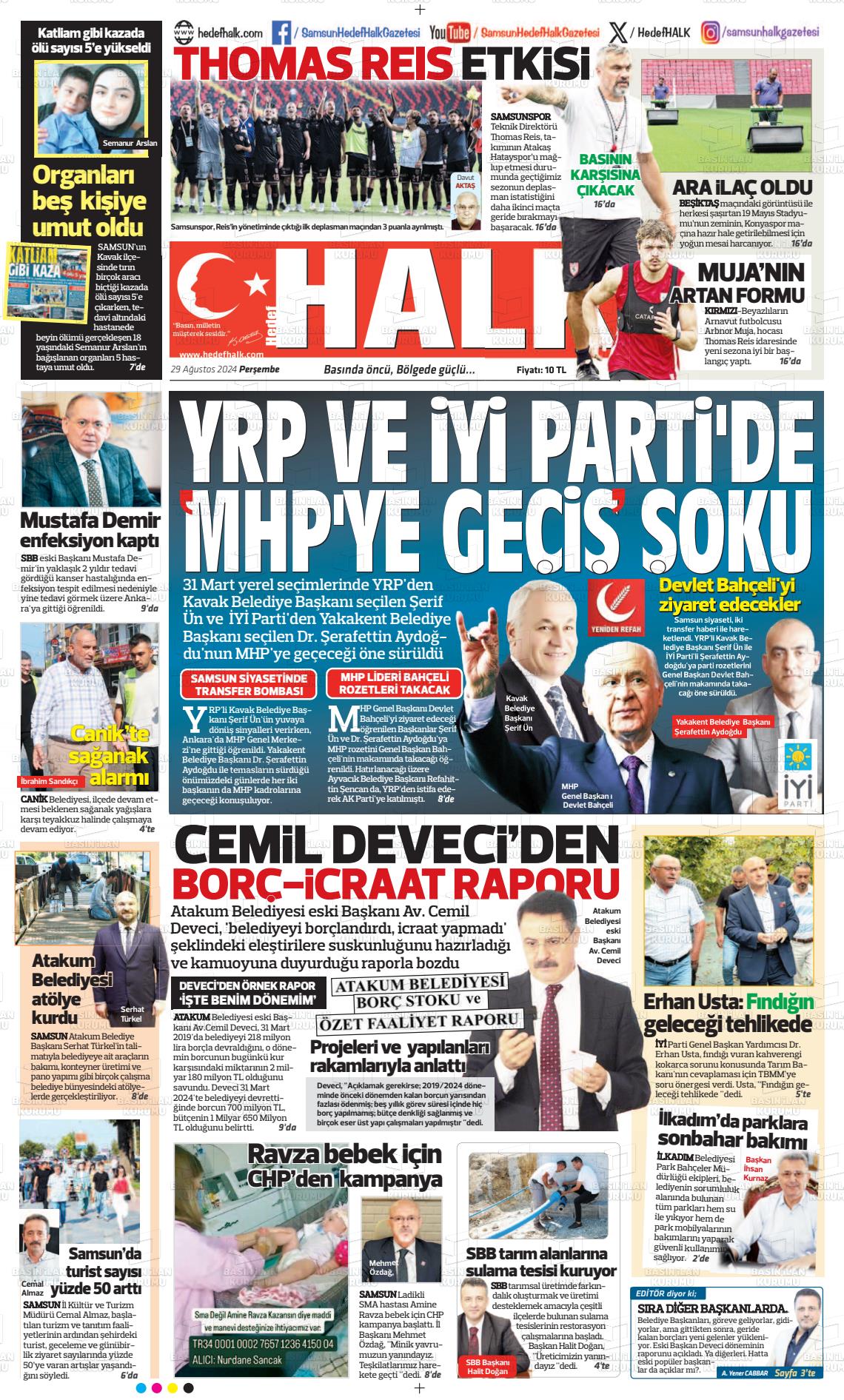 29 Ağustos 2024 Hedef Halk Gazete Manşeti