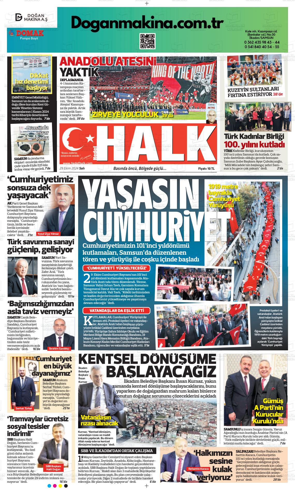 29 Ekim 2024 Hedef Halk Gazete Manşeti