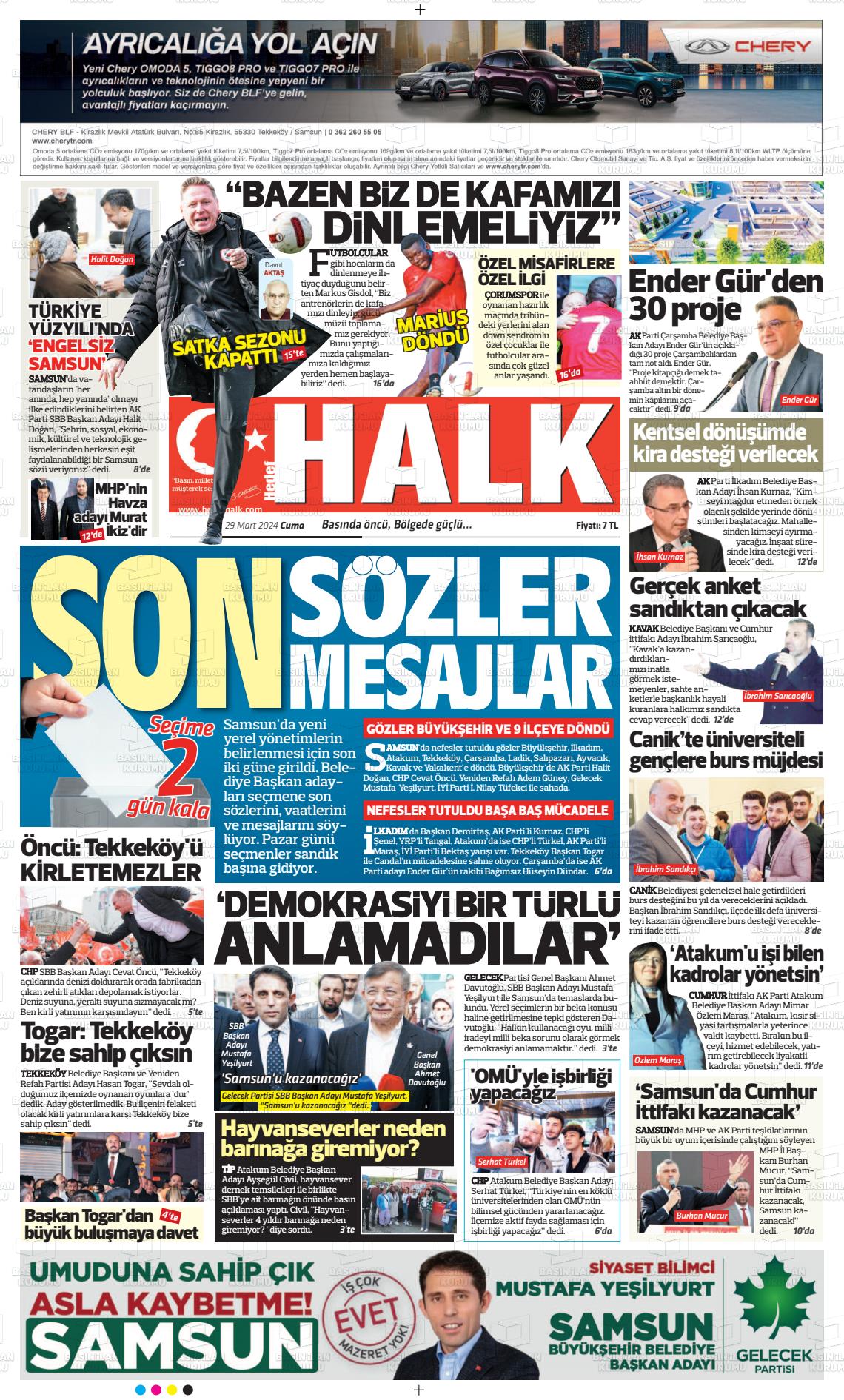 29 Mart 2024 Hedef Halk Gazete Manşeti