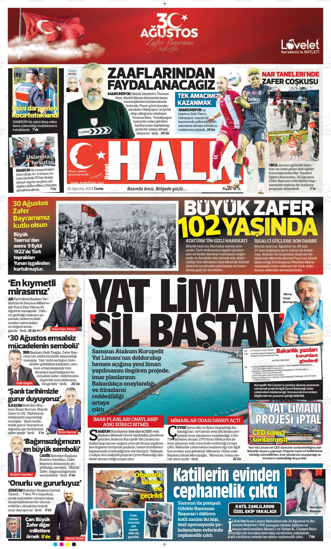 30 Ağustos 2024 Hedef Halk Gazete Manşeti