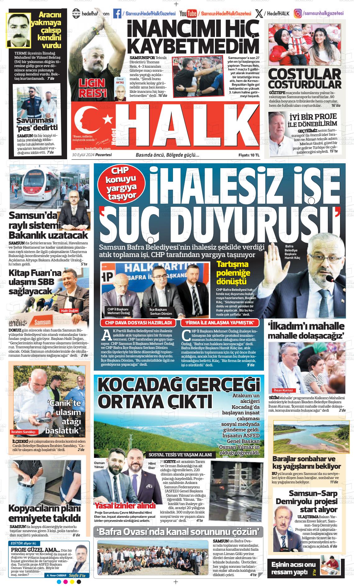 30 Eylül 2024 Hedef Halk Gazete Manşeti