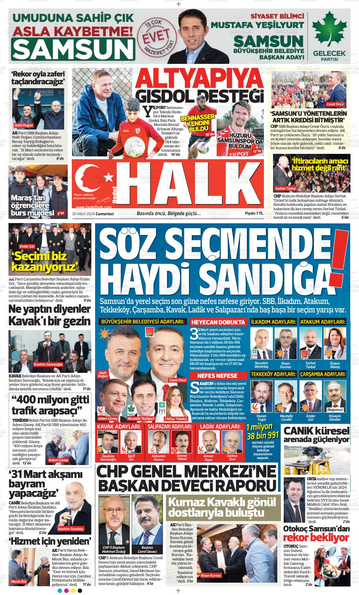 30 Mart 2024 Hedef Halk Gazete Manşeti