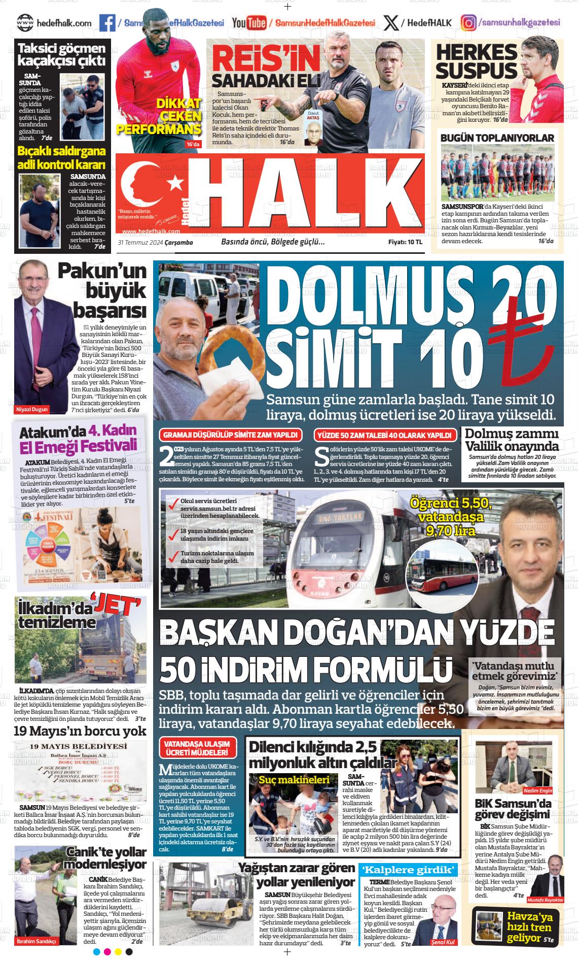 31 Temmuz 2024 Hedef Halk Gazete Manşeti